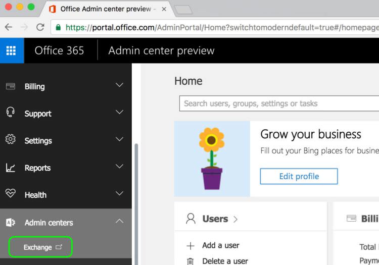 8.1 Under Office 365 Admin Centre Click Exchange